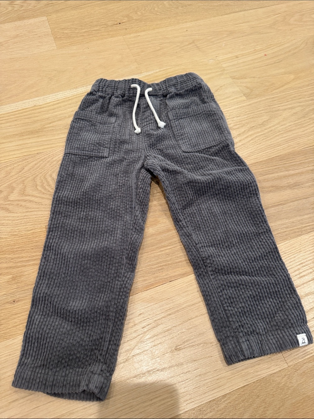 Kids Corduroy Drawstring Joggers in Charcoal